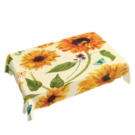 Walmsco Tablecloth Yellow Sunflower Decor For Dining Room Kitchen Rectangular Table Cover 132 * 178cm