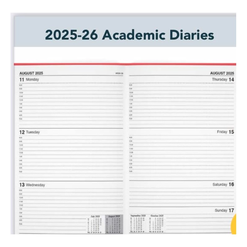 2025-2026 A5 Academic Diary Premium Week To View Diary Hardback