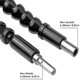 Flexible Drill Bit Extension Shaft, Tiberham 300mm Snake Drill Bit Screwdriver Extender with Screwdriver Head Set, Magnetic Power Bit Drill Extension Universal Repair Tools (1/4" Hex Shank)