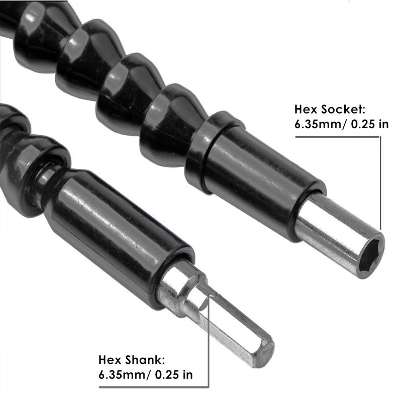 Flexible Drill Bit Extension Shaft, Tiberham 300mm Snake Drill Bit