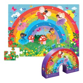 Crocodile Creek 36-Piece Jigsaw Floor Puzzle - Fun Floor Puzzles for Kids Ages 3-5 - Heavy-Duty Shaped Box for Storage - Over The Rainbow - 27" W x 20" H Finished