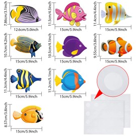 Ocean Fish Cutouts Paper Colorful Ocean Fish Shapes Tropical Fish Cutouts with Glue Point Dots for DIY Craft Classroom Bulletin Decoration Ocean Theme Party,5.9 x 5.9 Inch (45 Pieces)