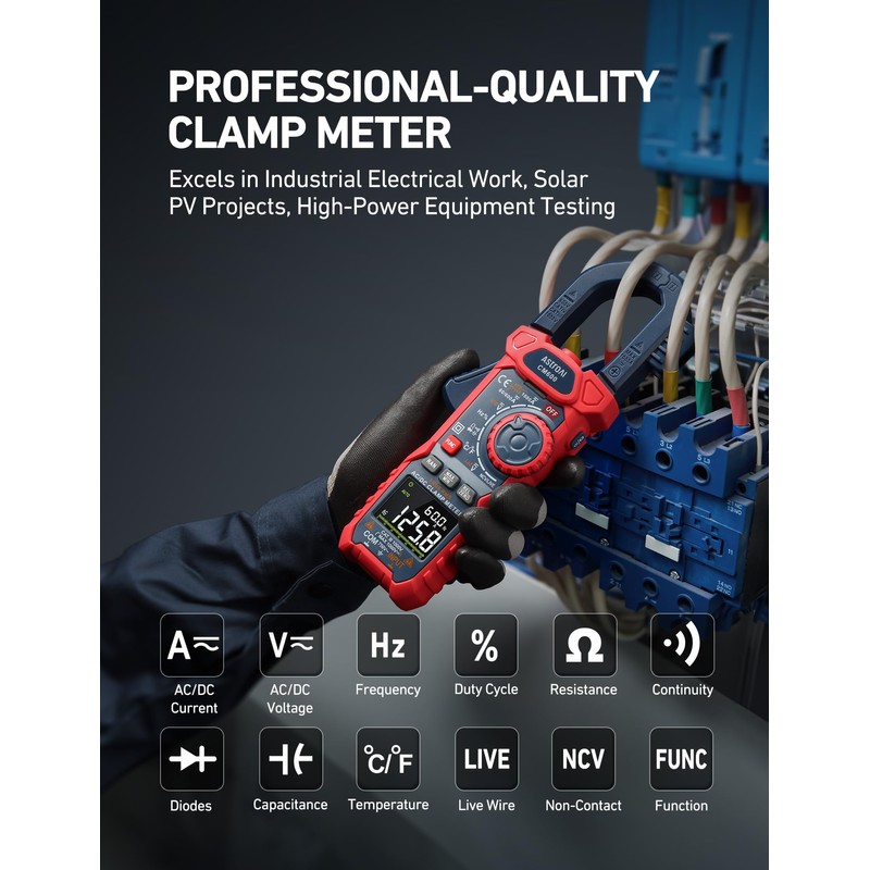 AstroAI Inrush Digital Clamp Meter Multimeter 1000A TRMS 6000 Counts,