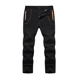 TBMPOY Men's Outdoor Hiking Work Pants Quick Dry Waterproof Lightweaght Mountain Fishing Pants Zipper Pockets(Black CA 36)