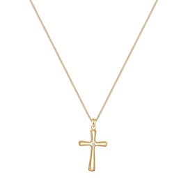 Elli Diamonds Women's Classic Cross Pendant Necklace with Diamond (0.03 ct) in 925 Sterling Silver, Facet cut, Diamond