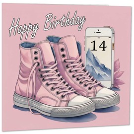 14th Birthday Card for Girl, Birthday Cards for Daughter 14 Years, Fourteenth Pink Girls, Teens, Sister, Girlfriend, Niece, Granddaughter