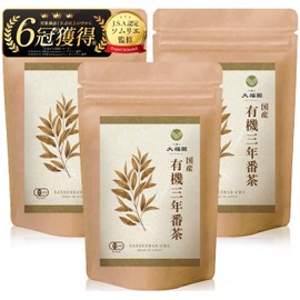 Tea no Daifukuen Organic Sannen Bancha, 0.1 oz (3 g) x 30 Packets, Set of 3 Bags, Made in Japan