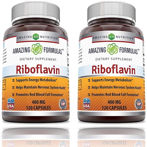 Amazing Formulas Riboflavin Dietary Supplement - 400 Milligrams - Promotes Healthier Blood - Helps Maintain Nervous System. (240 Capsules)