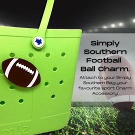 BOGLETS - Football Charm Accessory Compatible with Simply Southern Tote Bags - Decorative Charms perfect for you to personalize your bag. (Football)