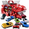Blmukce Dinosaur Truck Toys with 12 Diecast Racing Cars (Red)