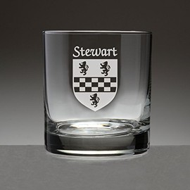 Stewart Irish Coat of Arms Tumbler Glasses - Set of 4 (Sand Etched)