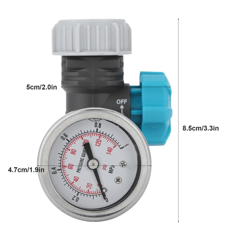 G3/4in Adjustable Water Pressure Regulator Valve with Pressure Gauge Greenhouse