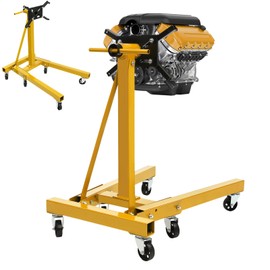 WUSILILU 2000LBS Steel Rotating Engine Stand,Auto Repair Engine Stand w/360° Rotating Head & Folding Frame,Motor Hoist Dolly Mover Jack for Garages,Repair Shops (Yellow)