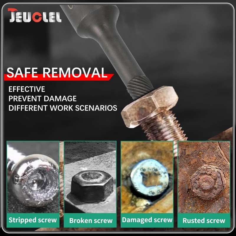 JEUCLEL 5PCS 1/2” Drive Impact Wedge Proof Extractor Set, Easy