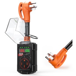 Vehiker 18000 Joules-RV Surge Protector 50 Amp, RV Power Surge Voltage Protection, RV Adapter Plug for Camper, Circuit Analyzer for Travel Trailers with Dual-Monitor Display(Orange)