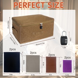 Lockable Adult Toy Storage Organizer Lock Box Toy bags container case with 8 Drawstring Bags 4 Sizes, Large capacity 17.7 x 13.8 x 9.8 Inches (Dark Brown)