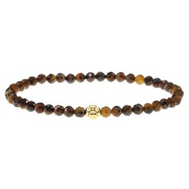 LAKADA Genuine Gemstone Bracelet with Faceted 4 mm Beads and Stainless Steel Flower Healing Stone Protective Stone Bracelet Lucky Charm Talisman Gift, Gemstone, Faceted gemstone