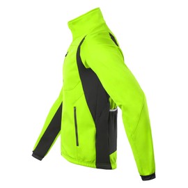 BERGRISAR Winter Cycling Jacket for Men Softshell Windproof Thermal Fleece Bike Clothing Running Jacket Windbreaker Green Large