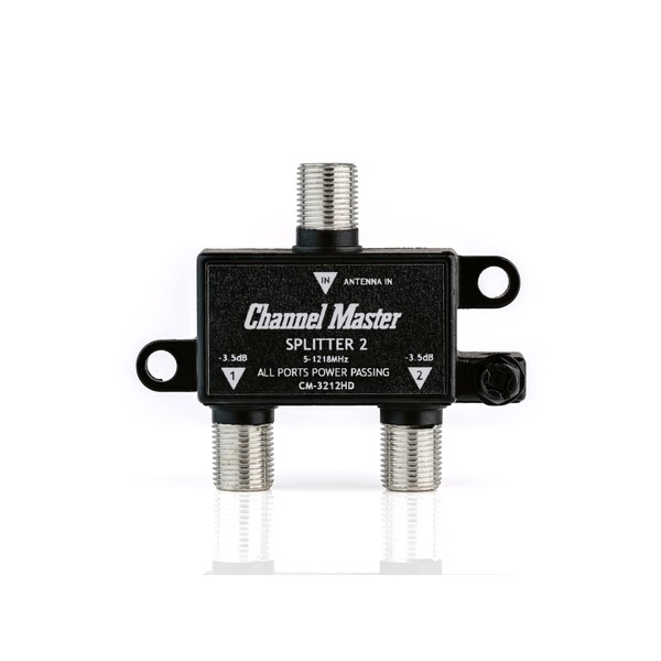 Channel Master CM-3212HD 2-Way Splitter with Power Passing Capability for TV Antenna and Cable Signals