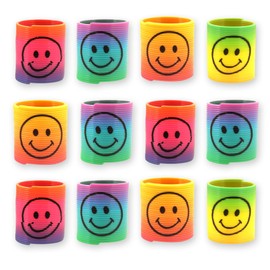 PartyPackTM Party Pack of 12 Spiral Toys for Children's Birthday Parties Boys and Girls / Party Bags for Children's Birthday Parties / Smile Rainbow Spirals Pack