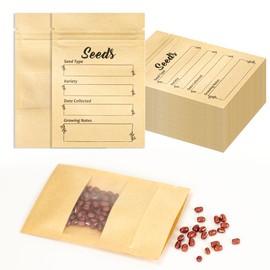 YHNTGB 100pcs Seed Envelopes Resealable with Clear Window Kraft Paper Packets for Garden Flower Vegetable Plants Storage and Organizer 4.7 X 3.15inch