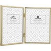 YiPinYin 5x7'' Hinged Double Simply Gold Metal Picture Frames, Elegant