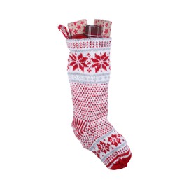 Pachamama Children Adult Wool Christmas Stocking Handknitted Reindeer Design Multicoloured 38x24 CM, Fleece Lined