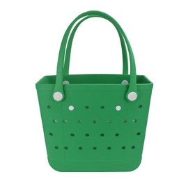 UeKeKicg Large Beach Bag, Rubber Beach Tote Bag, Waterproof Washable Durable Open Beach Bag Tote for Beach Boat Pool Sports (Grass Green2)