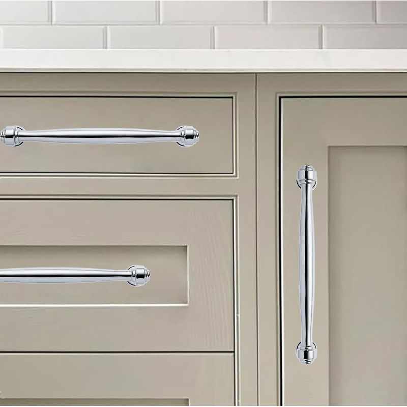 khtumeware 10 Pack 3-3/4 Inch(96mm) Vibrant Polished Chrome Cabinet pulls