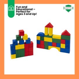 ADEPTNA 50PCS CONSTRUCTION WOODEN COLOURFUL BUILDING BLOCKS CHILD CHILDREN KIDS TOY FUN EDUCATIONAL BRICKS