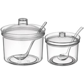 2 Sets Acrylic Condiment Pot Sugar Bowl with Lid and Seasoning Box Salt Bowl Sugar Salt Pepper Storage Jar Seasoning Pot for Salt Sugar Cruet Clear