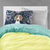 Caroline's Treasures BB5090PILLOWCASE Blue Flowers Beagle Fabric Standard Pillowcase Lightweight