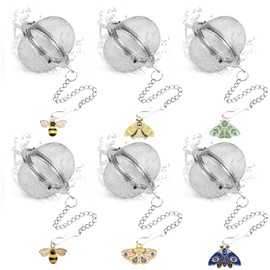 Set of 6 Tea Infuser for Loose Leaf Tea with Butterfly and Bee Charm Pendant, 304 Stainless Steel Tea Ball for Brew Fine Loose Tea and Spices & Seasonings