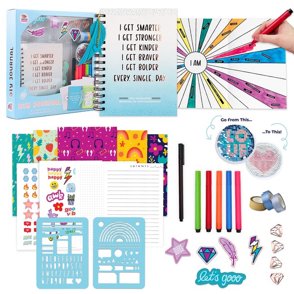 DOODLE HOG Empowerment Journal for Girls, Teens - Journal Kit Includes 100 Page Journal, Stickers, Keychain, Markers, Washi Tape & Poster That Encourage Empowerment. Great Teen Girl Gifts!