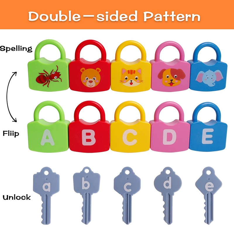 Dinhon Color Alphabet Learning Lock Toys Educational Letter Combination-with 26