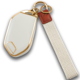 Oimior for Kia Key Fob Cover with Wristlet Keychain Soft Key Shell Case Compatible with 2023 2024 Telluride EV5 Accessories(White)