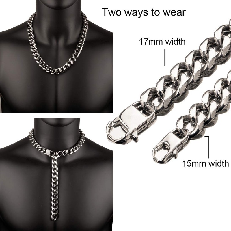 Hip Hop Mens Choker Stainless Steel Miami Chain Curb Cuban