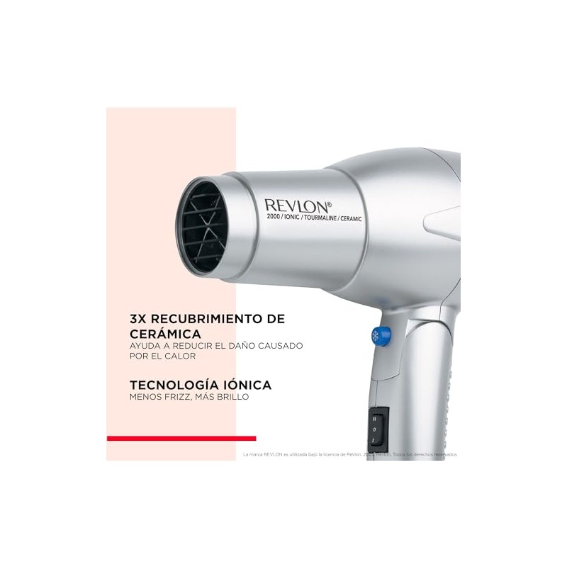 Revlon Secadora con Tecnología Iónica y Turmalina, Plata