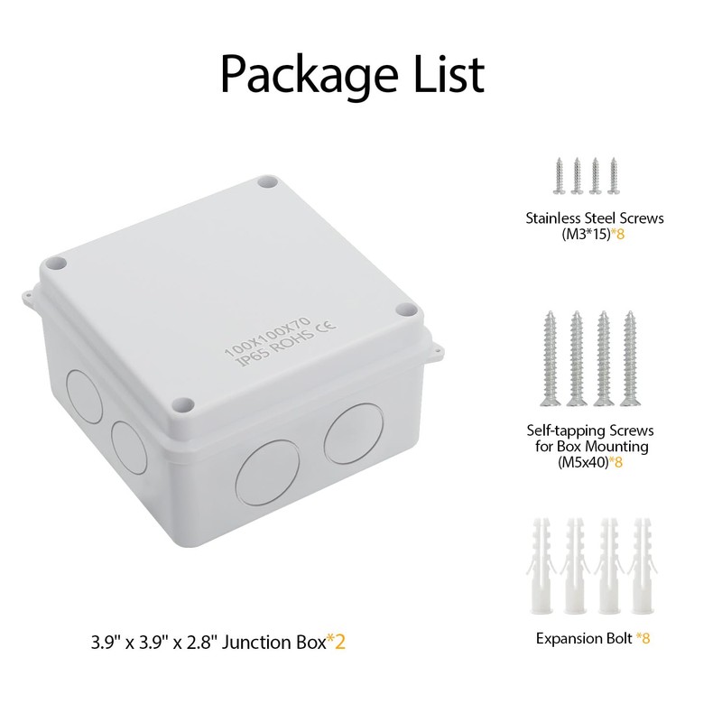 LeMotech ABS Plastic Dustproof Waterproof IP65 Junction Box Universal Electrical