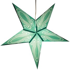 Caribbean Teal Paper Star Lantern with 12 Foot Power Cord Included
