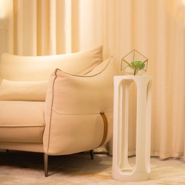 Marble Accent Table, Coffee Round Side End Table, Modern Decorative Drink Bar Table for Plant Display, Item Storage, Bedroom, Living Room, Balcony (White)