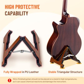 CAHAYA Guitar Stand Portable Wooden: Foldable A-Frame Guitar Stands Floor Universal for Acoustic Electric Guitar Bass Ukulele CY00364-1