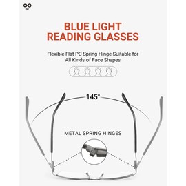 JOLISU 4 Pack Reading Glasses Men, Blue Light Blocking Computer Half Frame Metal Readers Spring Hinge Eyeglasses（3.00