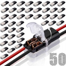 50Pcs 2 Pin 18-22AWG Low Voltage No Stripping Quick Connect Wire Connectors