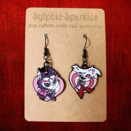 Handmade Hazbin Hotel Huskerdust Enamel Charm Earrings Husk Angeldust