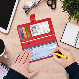 Cubiertas negras para chequera, registradores de verificación RFID de piel para chequera personal, carteras para mujeres y hombres con estuche para ch