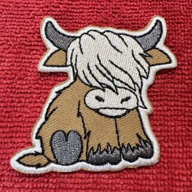 Texas Time Pickers LLC CUTE  HIGHLAND COW Scottish Saltire Scotland QUALITY Embroidered Iron On Patch