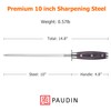 PAUDIN 10 Inch Honing Steel, Knife Sharpening Steel, Professional Carbon