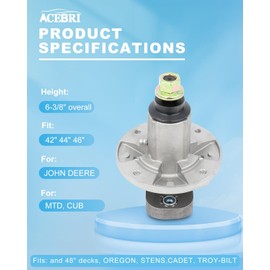 ACEBRI GY20050 Spindle Fit for John Deere L100 L110 L120 Mower Deck Spindle Fit for John Deere L107 L108 L118 L130 Lawn Mower with 42" 48" Deck Replace GY20785