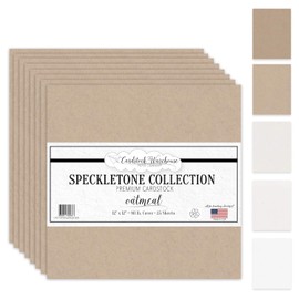 Cardstock Warehouse Speckletone Oatmeal Brown Card Stock Paper – 25 Sheets, 12 x 12", 80 lb/215 gsm – 100% Recycled, Premium Matte Finish for Cardmaking, Scrapbooking, Crafts & DIY Projects